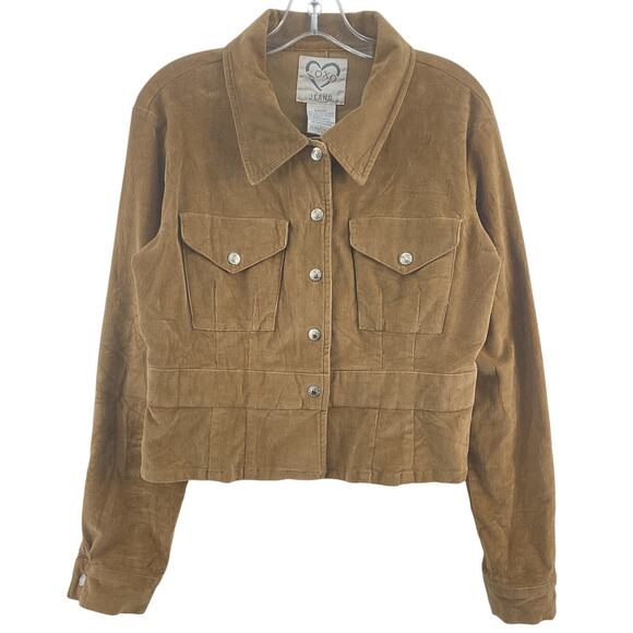 XOXO Jeans Y2K Tan Corduroy Button-Up Jacket Women’s Large Cotton Blend Preowned - Picture 1 of 4